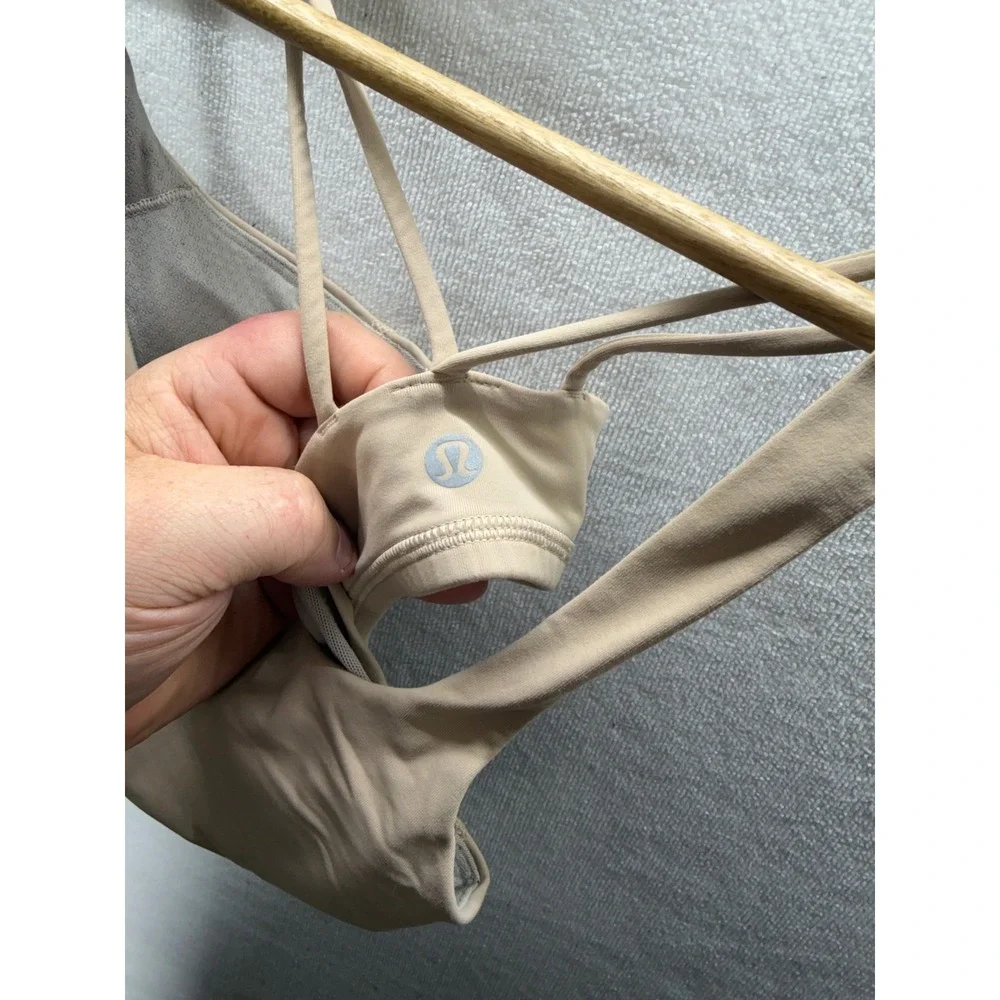 Lululemon Free To Be Bra Wild Women 6 Tan Strappy Yoga Sports Bra 3505